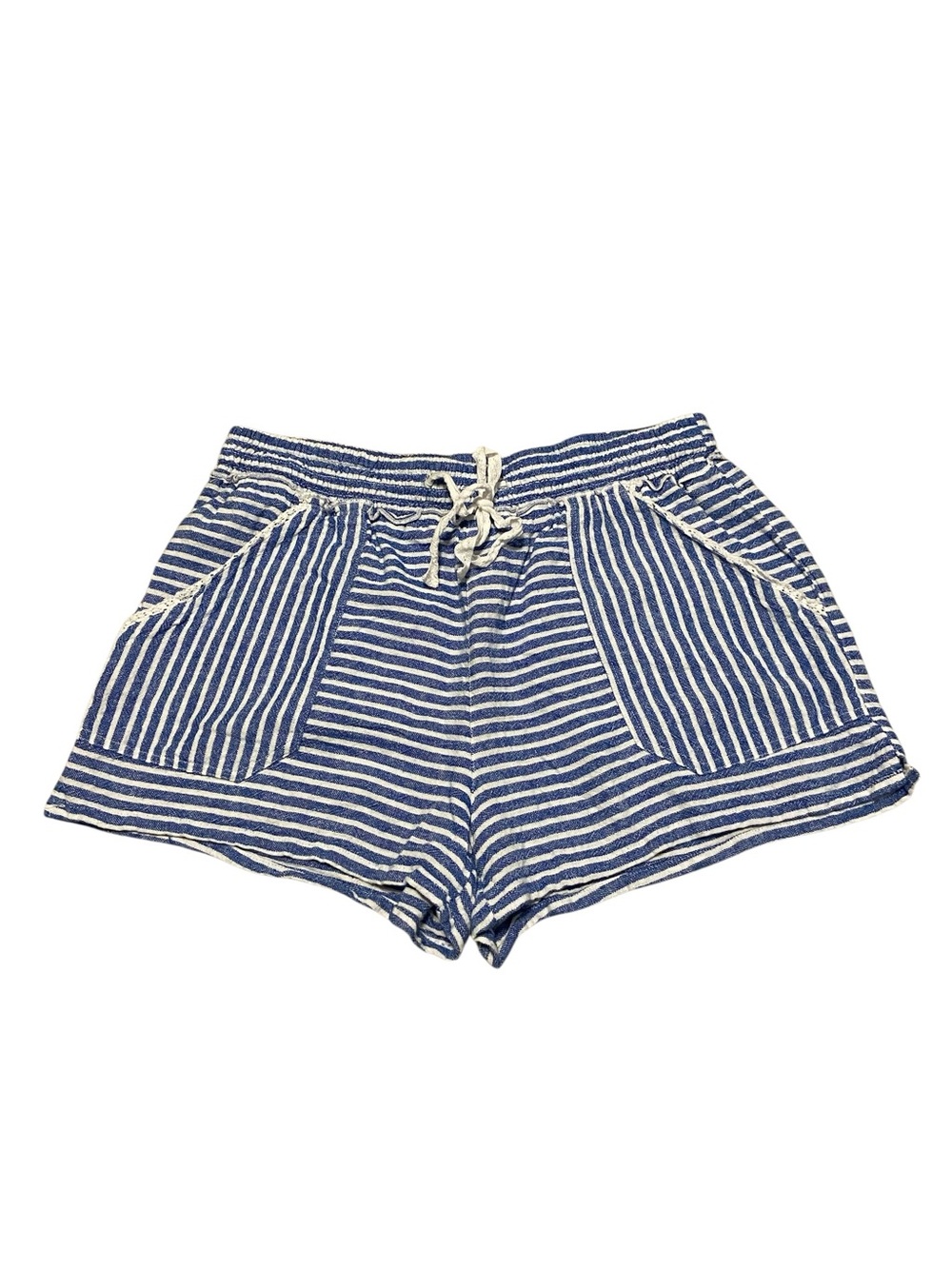Jolt Striped Shorts with Pockets Coastal Beach Drawstring Women’s Shorts - Blue